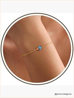 Birthstone Bracelet Dainty Gold 14k Plated Adjustable Link Bracelet for Women